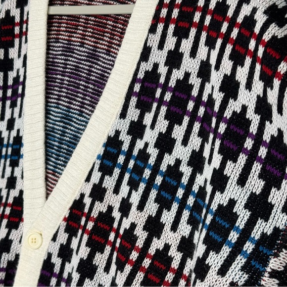 Robert Bruce VTG XL Geometric Knit Cardigan Sweater 80s Y2K Pattern Black White - Picture 9 of 15